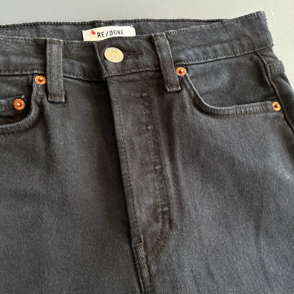 RE/DONE 90s High-Rise Ankle Crop Jeans‎ | Size 26 | Jet Black Stretch Denim